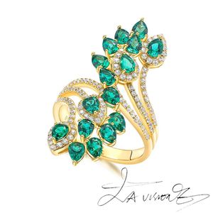 Bague vintage de la série Counterattack avec jade incrusté, émeraude synthétique et saphir blanc - Product Image 5