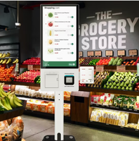 Kiosque en libre-service, borne de commande automatique, terminal de paiement avec écran tactile pour restaurant de restauration rapide