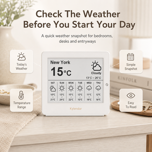 Horloge de bureau intelligente Kylendar Mini 4,2 pouces avec écran E-Paper, Wi-Fi, calendrier, météo, heure mondiale et affichage des nouvelles et des actions boursières - Product Image 3