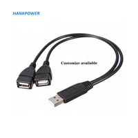 Cable Adaptador Divisor en Y USB 2.0 Macho a 2 Puertos USB Hembra con Cable de Alimentación, Personalizable