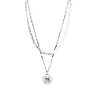 Collar de Doble Capa con Colgante de Corazón de Gato de Dibujos Animados y Perla, de Acero Inoxidable, Estilo Punk Japonés Coreano, Unisex - Product Image 5