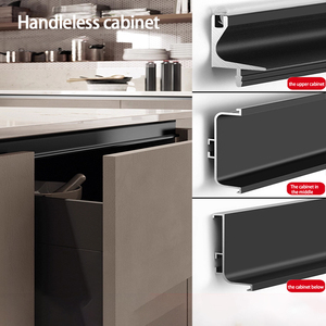 Gagang Kabinet Tersembunyi Profil Alumunium Alloy Bentuk U dengan Ventilasi, Gagang Pintu Kabinet Dapur Bentuk L, Terpasang Modern untuk Laci - Product Image 2