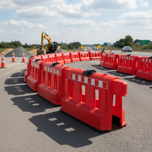 Ileritraffic Barrera de Seguridad Vial Móvil de Plástico Rojo 40 x 100 x 60 cm, Reflectante de Grado Ingeniería, 20 kg, Canalizador de Carriles - Product Image 3