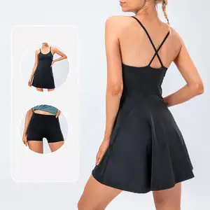 Hot Sale Womens Saias De Tênis Sexy Condole cinto Yoga Golf Saia Quick-dry Vestido E Shorts De Duas Peças Tênis Vestido Sport