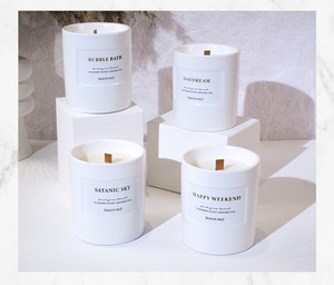 Bougeoirs modernes de luxe en céramique cylindrique à cadre carré fait à la main Bougies parfumées pour la décoration de la maison de mariage - Product Image 5