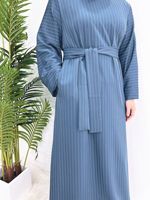 Robe Courte Rayée d'Été AliExpress LR569 pour Femme, Kimono Abaya Modeste Musulmane, Robe Intérieure Hijab pour Dubaï et le Moyen-Orient