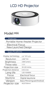 2025 Factory New Arrival H66 <b>LED</b> <b>Projector</b> Android 9.0 1080P LCD Portable Stereo Home for Movie H66 Smart <b>Projector</b> H66 - Product Image 6