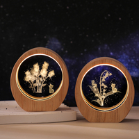 Lámpara de Noche de Resina Grabada en 3D con Marco de Madera, LED, Enchufe USB, Decoración para Sala de Estar, Hogar, Regalo