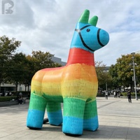 Modèle gonflable géant personnalisé avec logo lumineux, pinafore arc-en-ciel, âne, culture mexicaine, animal publicitaire pour événement