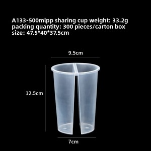 Maßgefertigter 95mm PP Sharing Cup mit zwei Fächern für Milchtee, Einweg-Saftbecher mit Plastikdeckel, Großhandel, 2-Kammer-<span class=keywords><strong>Bubble</strong></span>-<span class=keywords><strong>Tea</strong></span>-Becher - Product Image 6