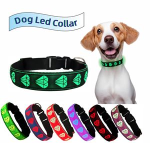 Hot Selling Comfortable Rubber Polyester Webbing 3D <b>Dog</b> Paw Pattern USB Rechargeable Pet LED <b>Collar</b> - Product Image 2