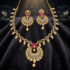 Parures de bijoux ethniques indiens traditionnels de haute qualité avec rubis, en alliage de cuivre sans nickel ni plomb, pour mariage et fiançailles - Product Image 2