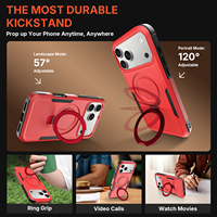 Coque de protection antichoc rouge de haute qualité pour iPhone 17 18 Pro Max avec support de raquette, anti-chute, antidérapante, armure magnétique pour téléphone portable