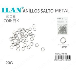 Anelli Chiusi Ilan da 12mm Colore Oro Bianco 20G Componenti per Gioielli - Product Image 3