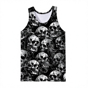 Camiseta sin mangas extragrande de algodón 230G, tejida, transpirable, lavada y desgastada, con estampado personalizado, precio de fábrica de Bangladesh y China - Product Image 2
