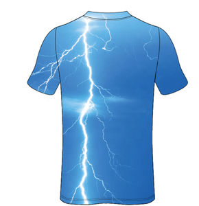 Magliette Personalizzate a Prezzi Convenienti con Stampa in Sublimazione, Design Blue Lightning, Asciugatura Rapida, T-Shirt alla Moda - Product Image 2