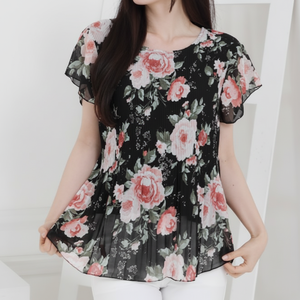 ชุดเดรส/เสื้อชีฟองลายดอกไม้สำหรับผู้หญิงฤดูร้อน5แบบสำหรับ30s ถึง50S - Product Image 1