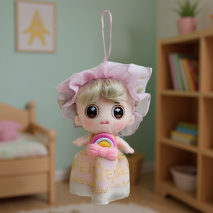 Jolie poupée en peluche de 10cm, jouet porte-clés suspendu pour filles, animal en peluche doux avec chapeau et robe, cadeau pour enfants - Product Image 2