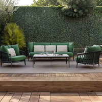 Ensemble de salon de jardin en rotin tressé avec cadre en aluminium de style nordique, table basse et chaises longues imperméables, mobiles pour villas et jardins