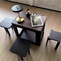 Table à manger moderne de style chinois en bois massif 4 places Design multifonctionnel Table de rassemblement familial