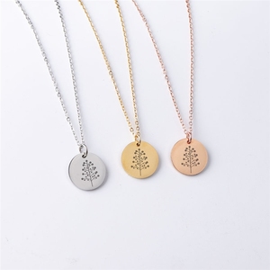 Collier personnalisé en acier inoxydable avec pendentif pièce de monnaie floral <span class=keywords><strong>du</strong></span> mois de naissance en or, fait main, pour femme - Product Image 1