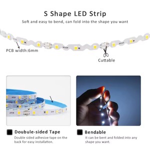 <span class=keywords><strong>Ruban</strong></span> <span class=keywords><strong>LED</strong></span> haute efficacité 12V en forme de S 6mmPCB 2835 60LEDs/M bande flexible blanc froid chaud pour la publicité et l'éclairage intérieur - Product Image 5