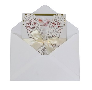 Fournisseur de Fêtes de Haute Qualité, Invitations de Mariage Roses avec Enveloppe à Noeud, Cartes de Mariage en Velours, Invitations de Luxe - Product Image 4