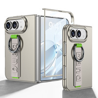 Étui de téléphone magnétique pliable avec support anneau pour Apple 18 Duo, sangle de poignet extensible, coque de protection d'écran pliable pour iPhone Duo