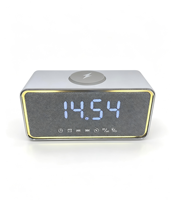Jam Alarm Digital 4 in 1 5.4 Speaker Pengisi Daya Nirkabel Lampu RGB Speaker Desktop Kain 5W*2 Hadiah Promosi