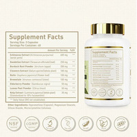 Capsules de soutien lymphatique végétaliennes sous marque privée, sans gluten, formule sans soja, supplément détoxifiant lymphatique à base de plantes pour marque transfrontalière