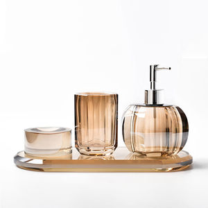 Distributeur de savon double en cristal de luxe, kit de salle de bain, design moderne, ensemble de savon liquide pour les mains avec couleur et taille personnalisables - Product Image 1