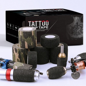 All'ingrosso stampa personalizzata autoadesiva fasciatura avvolgente copertura per impugnatura del tatuaggio nastro adesivo per la presa nera elastica per la macchina del tatuaggio - Product Image 5