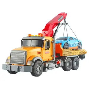 소리와 가벼운 도시 견인 트럭 어린이 장난감 소년을위한 DWI Dowellin 트레일러 자동차 플라스틱 구조 트랙터 장난감