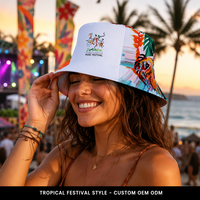 Chapeau Bob Personnalisé en Toile Imprimé Tropical Coton Été Décontracté Unisexe Voyage Extérieur Vente en Gros OEM