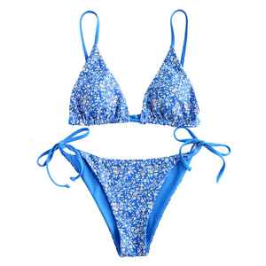 Bikini a triangolo da donna con stringhe floreali Bikini Set due pezzi costume da bagno personalizzato giovane Sexy Bikini Hot - Product Image 3
