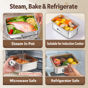 Contenedor de Almacenamiento de Alimentos de Acero Inoxidable SUS304 de Grado Alimenticio con Válvula de Ventilación, Tapa Transparente Hermética para Conservación de Alimentos - Product Image 3