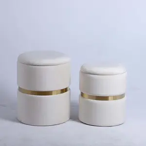 Blanc dressing tabouret chaise de maquillage ronde surface pouf de rangement