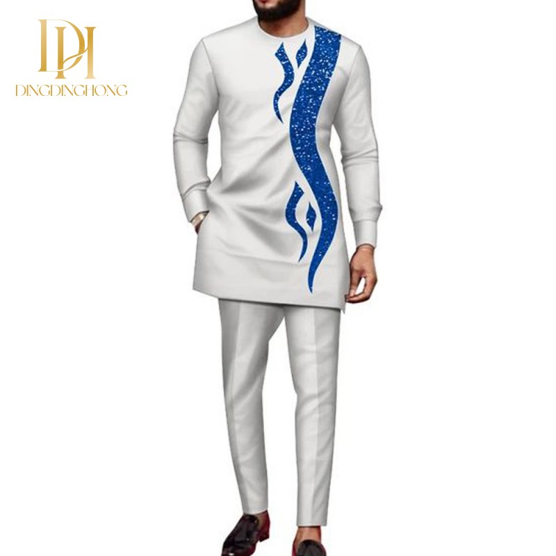 Costume 2 Pièces Camouflage Pour Homme - Style Ethnique Africain, Veste Et Pantalon Long - Coupe Moderne