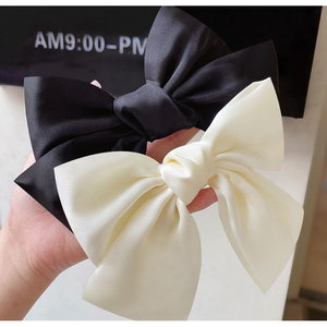 Elegante fermaglio per capelli da donna in raso con fiocco grande nero, stile principessa per feste - Product Image 4