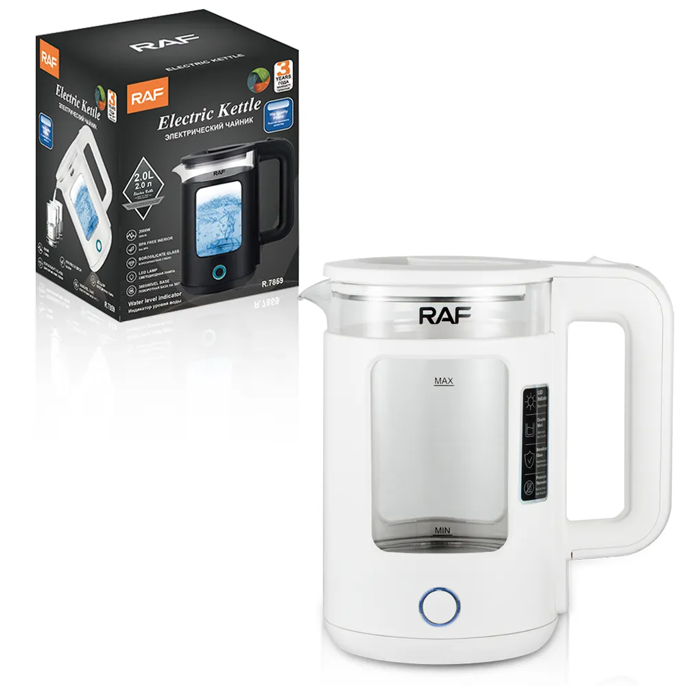 Glas Kunststoff elektrischer Wasserkocher weiß schwarz BPA frei 2 L Haushalte Elektrischer Wasserkocher