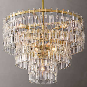 Lámpara de araña redonda moderna de latón dorado antiguo para sala de estar, dormitorio, 3 niveles, decoración de lujo para el hogar, lámpara de araña de cristal K9 - Product Image 2