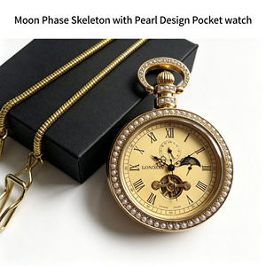 Reloj de Bolsillo Mecánico con Diseño de Fase Lunar y Perla, Movimiento Digital, Sin Resistencia al Agua, Venta al Por Mayor OEM - Product Image 3