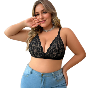 Sutiã Feminino Sexy Fino de Renda Floral Sem Bojo Push-Up Conversível com Alças Ajustáveis Respirável de Secagem Rápida - Product Image 1