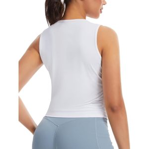 Camiseta sin mangas fruncida para mujer, ajustada, transpirable, suave, con cuello redondo, top corto para yoga y entrenamiento - Product Image 6