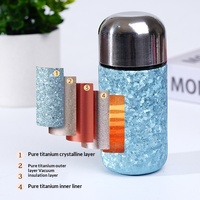 Mug isotherme compact en titane pur, motif fleur de glace, élégant, performance thermique de 6 à 12 heures, pour hommes et femmes