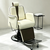 Fauteuil de Barbier Moderne Robuste Hydraulique Inclinable Pivotant à 360° avec Repose-Pieds et Appui-Tête pour Salon de Coiffure et Institut de Beauté