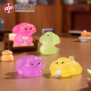Figurine de chiot mignonne qui brille dans le noir, en résine, mini décoration animale, ornement de bureau et de voiture, accessoire pour enfants de 7 à 12 ans - Product Image 5