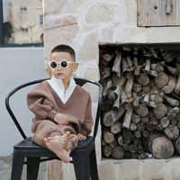 Günstige Großhandel Frühling Kinder Trainings anzüge solide lässige Pullover und Hosen mit elastischer Taille Mädchen Kinder Kleidung Sets für Jungen