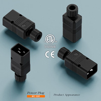 Connecteurs de câble de remplacement pour UPS/PDU, certifiés ETL, prise IEC 320 C20, 20A/125V, 16A/250V, connecteur mâle EN60320 C20, noir