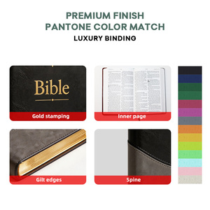 Biblia en inglés de tapa blanda OEM, <span class=keywords><strong>textos</strong></span> religiosos, impresión bajo demanda, multilingüe, Biblia ultrafina de cuero PU negro - Product Image 2